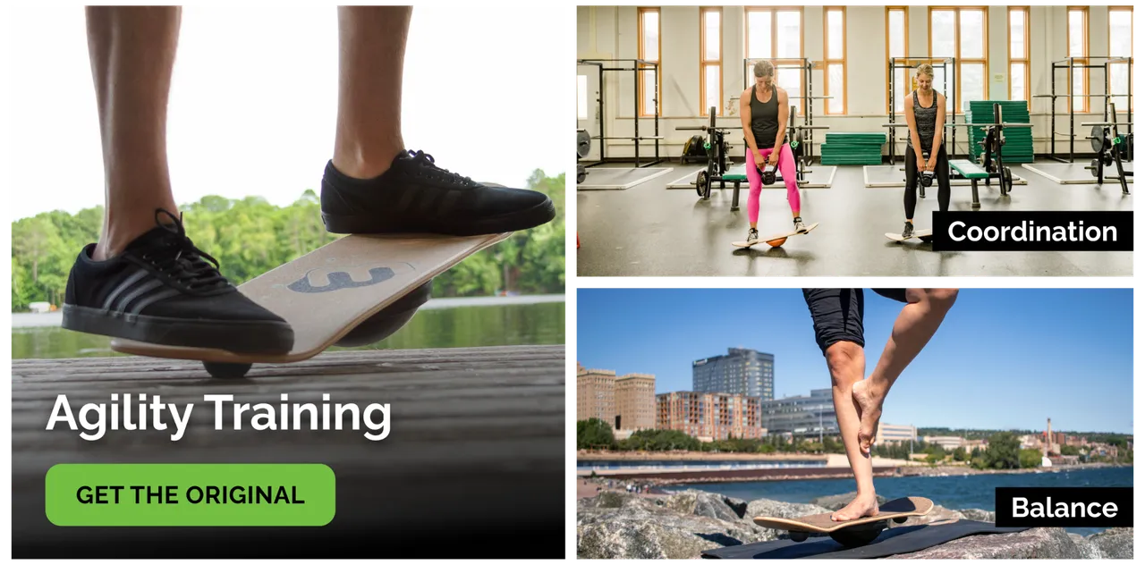 Whirly Board exercise-use grid showing agility training, coordination and balance.